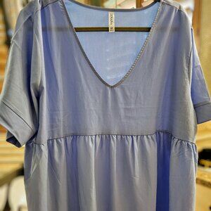 Chic Soul, Babydoll Periwinkle Tunic, 2X